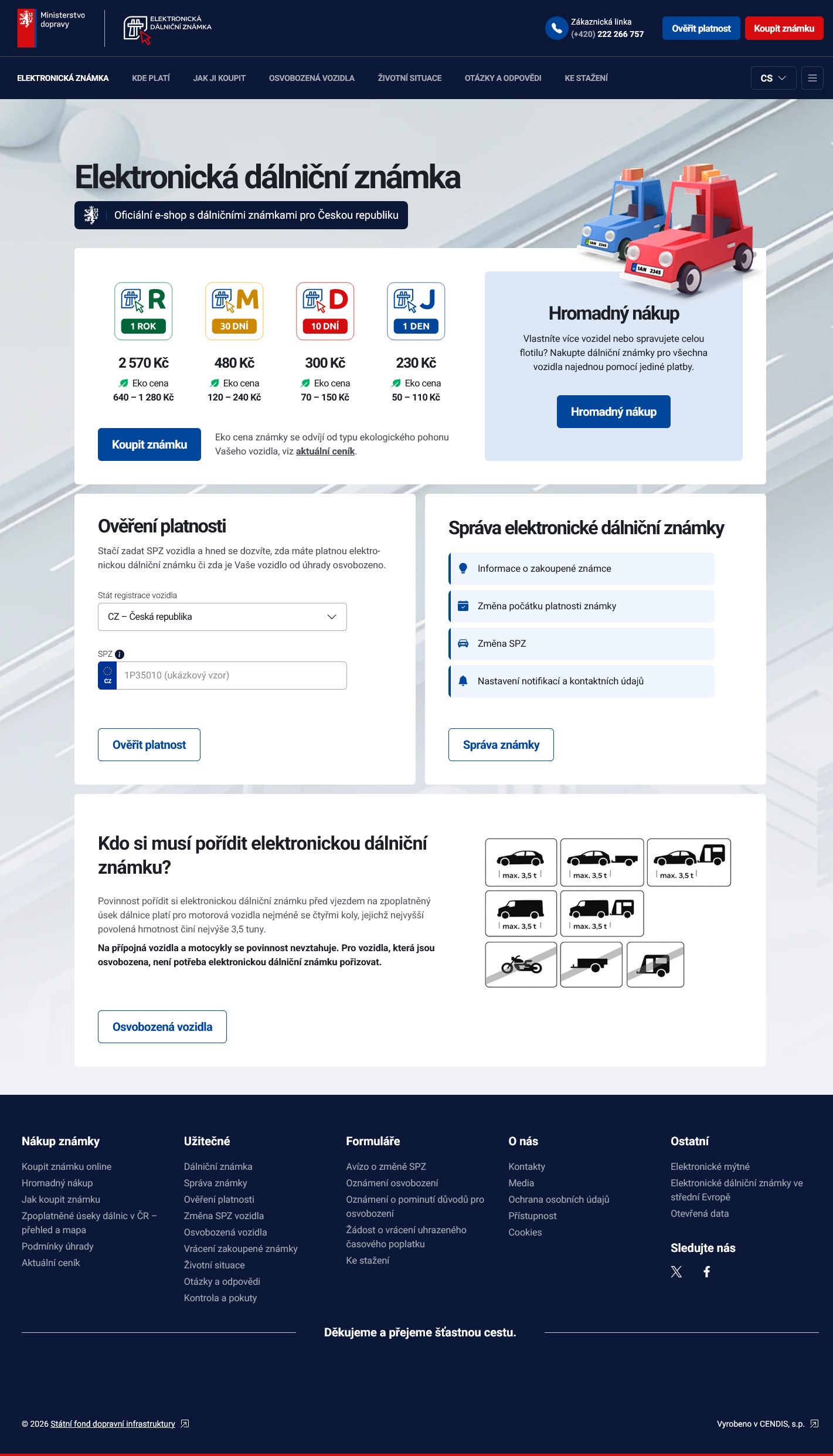 Nová podoba úvodní stránky e-shopu na adrese edalnice.gov.cz